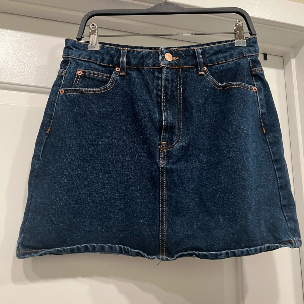 Bershka High Rise Blue Denim Skirt